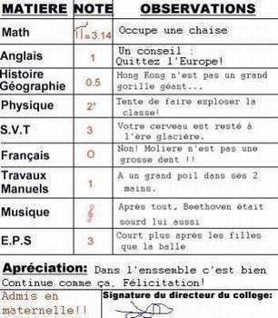 Voila mon futur bulletin mdr! jdeconne!